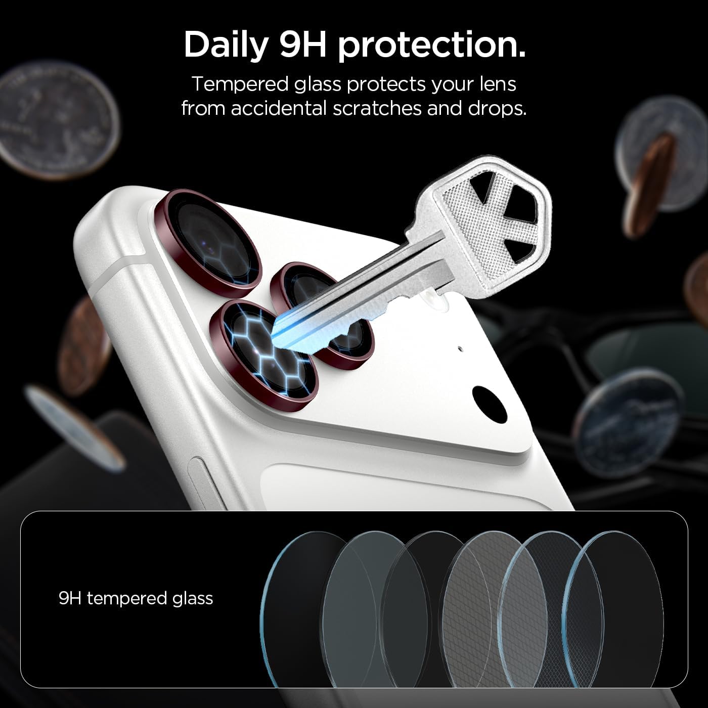 (2-Pack) Spigen Glass tR EZ Fit Optik Pro Camera Lens Protector Burgundy iPhone 18 Pro Max/18 Pro Προστασία Οθόνης iPhone Spigen (2-Pack) Spigen Glass tR EZ Fit Optik Pro Camera Lens Protector Burgundy iPhone 18 Pro Max/18 Pro - Image 5