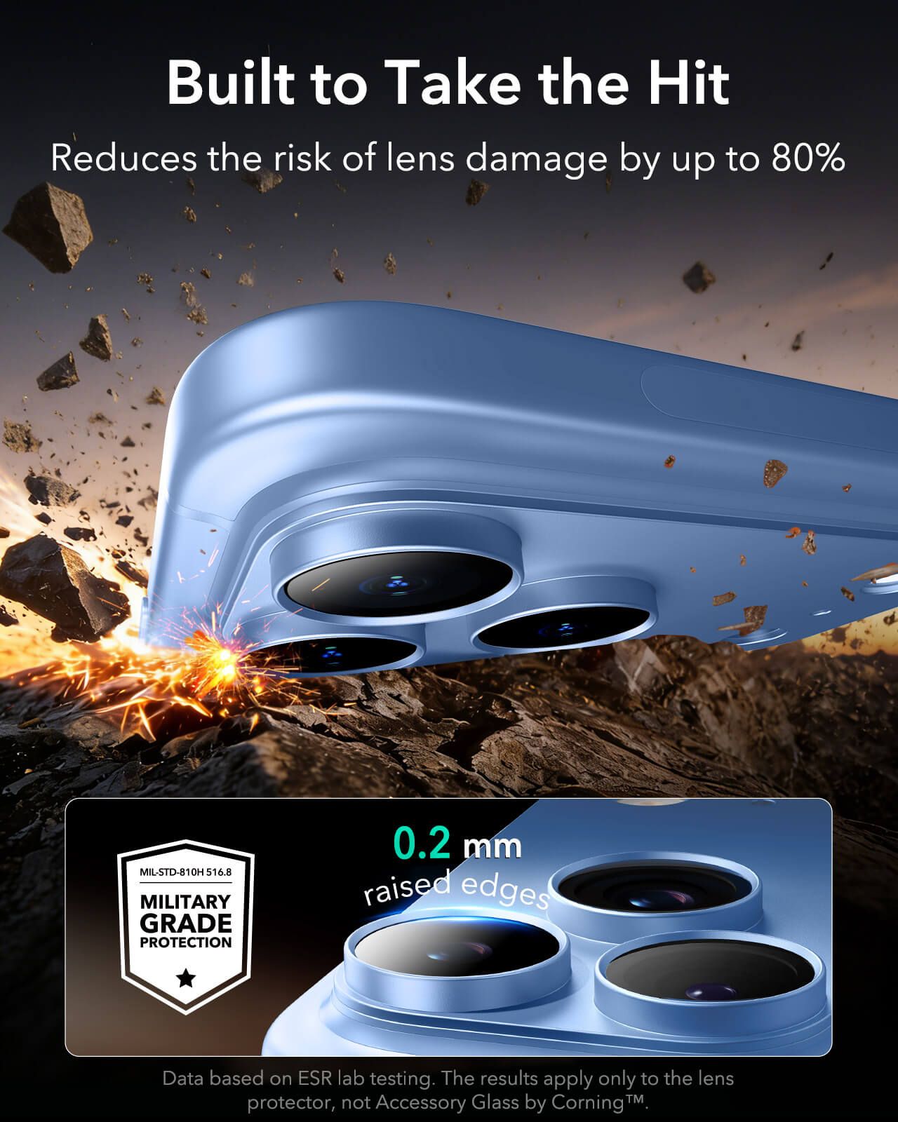ESR Armorite Pro Camera Lens Protector Full Coverage Blue iPhone 18 Pro ΠΡΟΣΤΑΣΙΑ ΟΘΟΝΗΣ ESR ESR Armorite Pro Camera Lens Protector Full Coverage Blue iPhone 18 Pro - Image 2